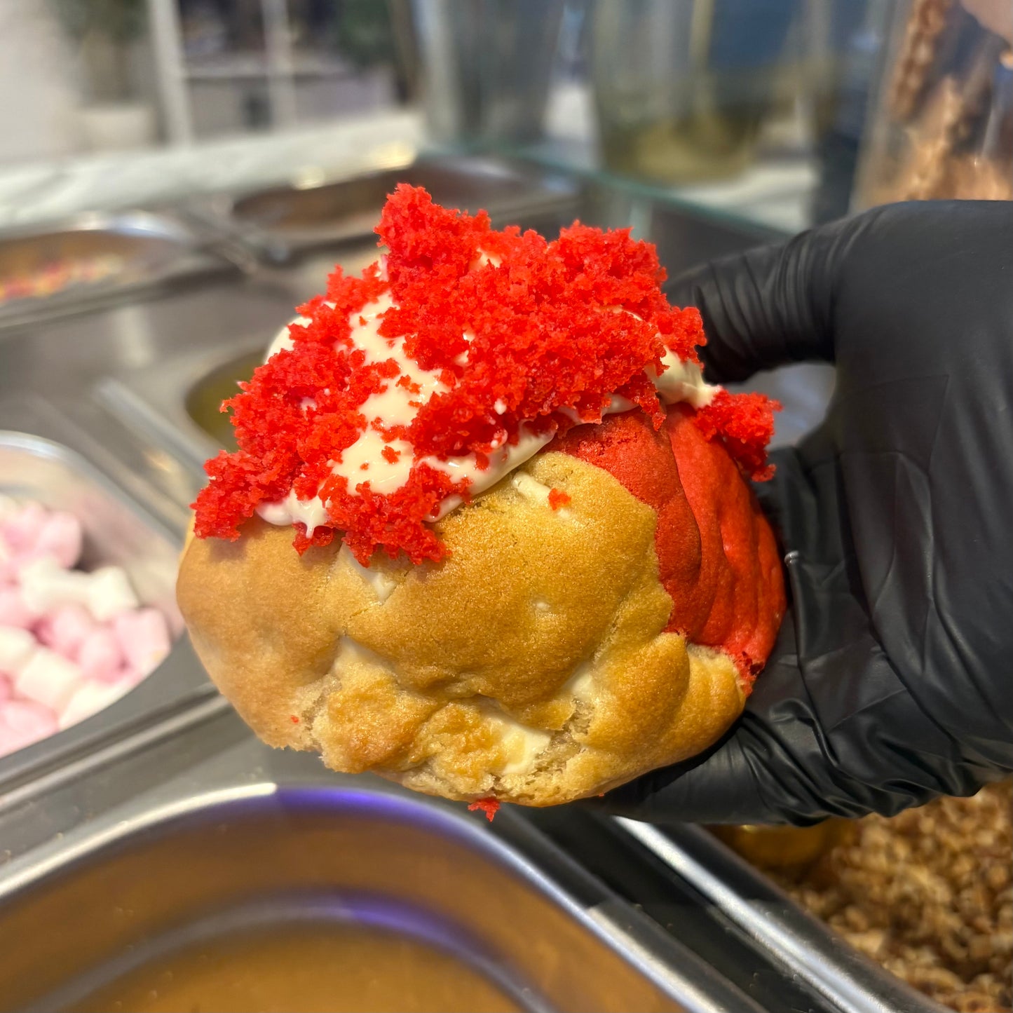 Red Velvet Stuffed Cookie