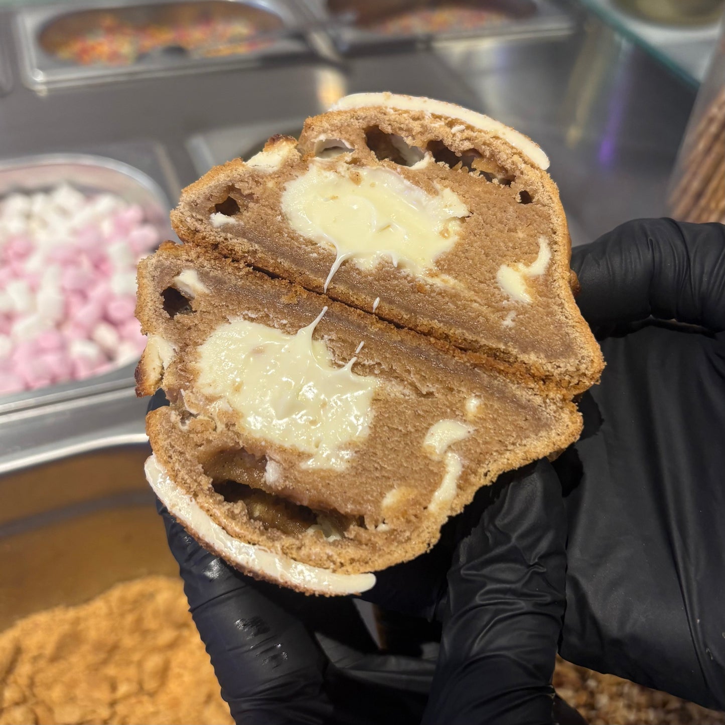 Cinnamon Swirl Stuffed Cookie