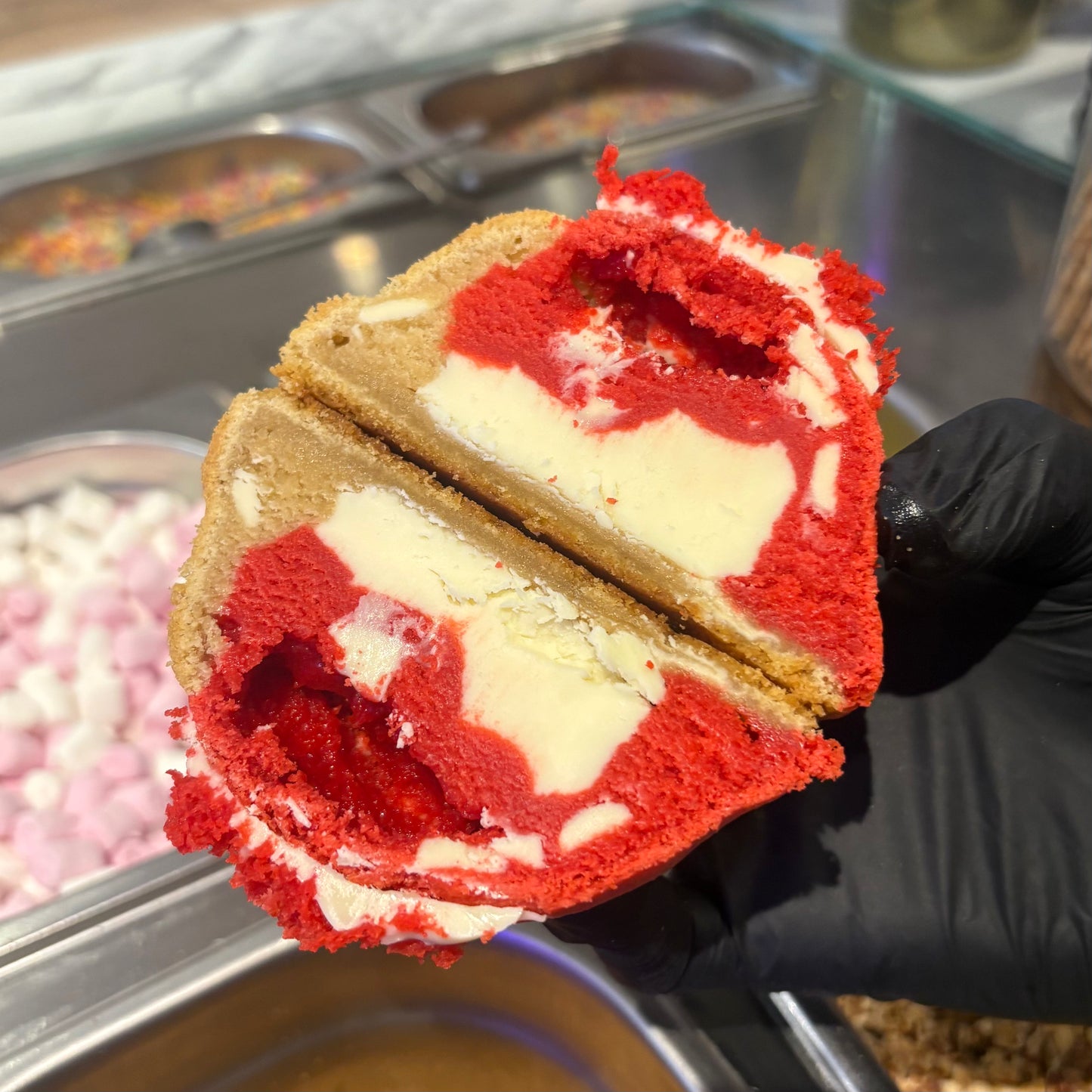 Red Velvet Stuffed Cookie