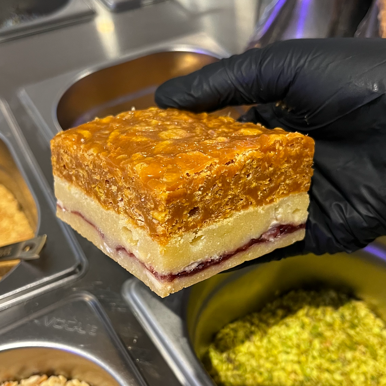 Caramel & Jam Cornflake Blondie