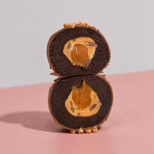 Caramel Cookie Dough Brownie Bomb