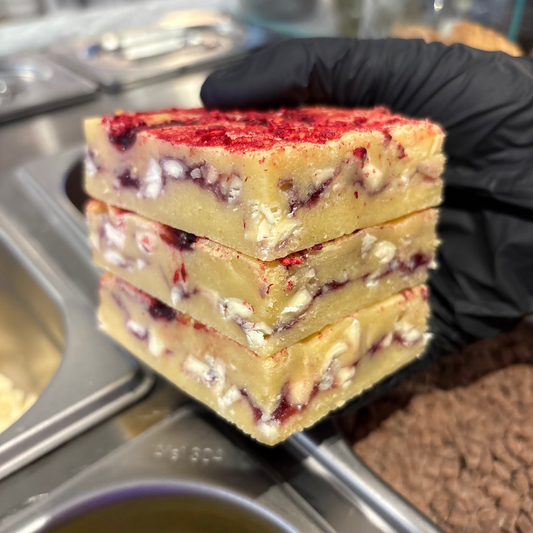 Raspberry & White Chocolate Blondie