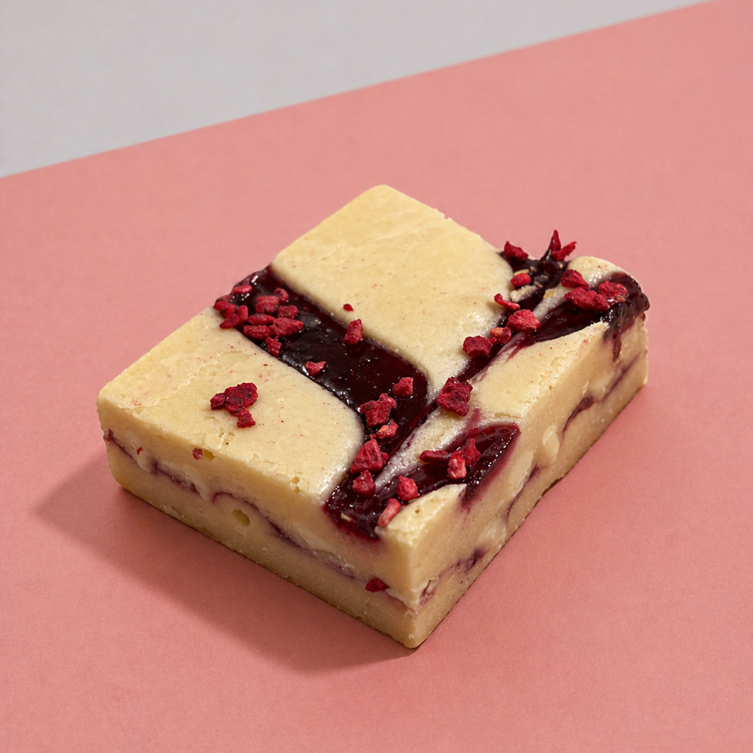 Raspberry & White Chocolate Blondie