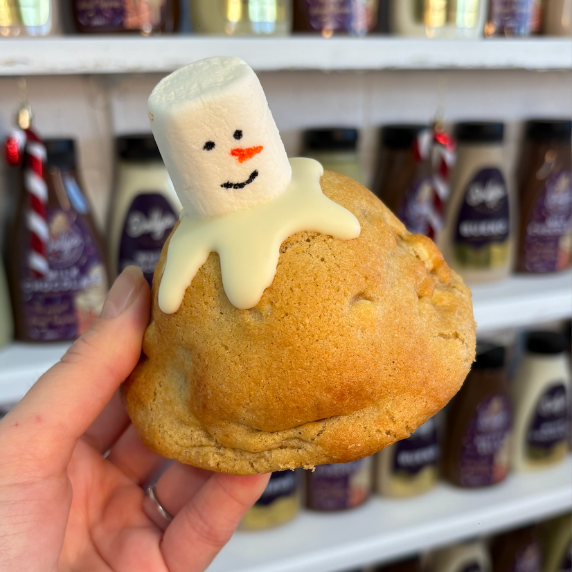 White Chocolate Smores Snowman Stuffed Cookie