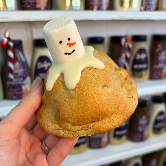 White Chocolate Smores Snowman Stuffed Cookie